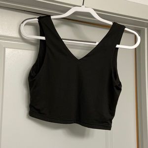 Shein black v cut tank top